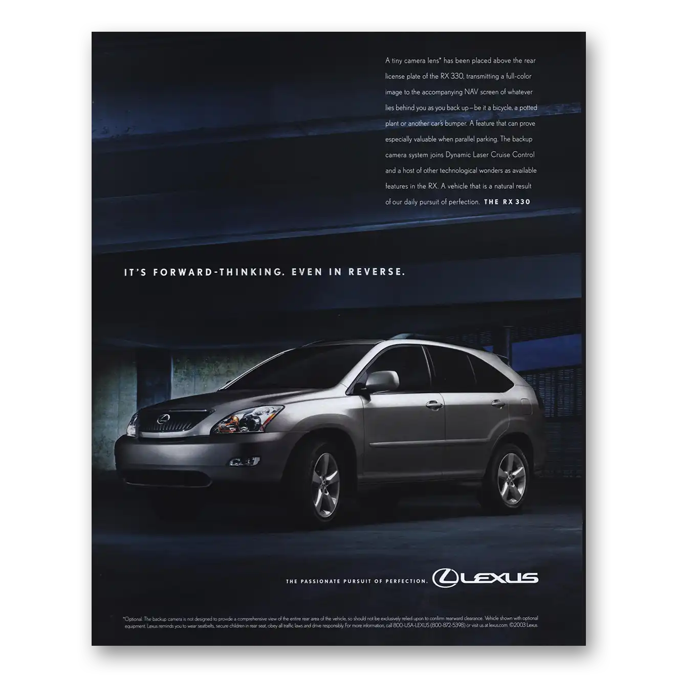 2004 Lexus RX330 Forward Thinking Even In Reverse Vintage Magazine Print Ad