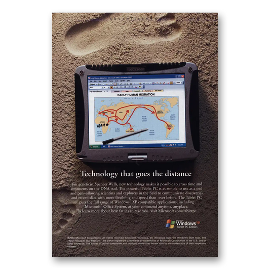 2004 Microsoft Tablet PC Technology That Goes the Distance Vintage Magazine Print Ad