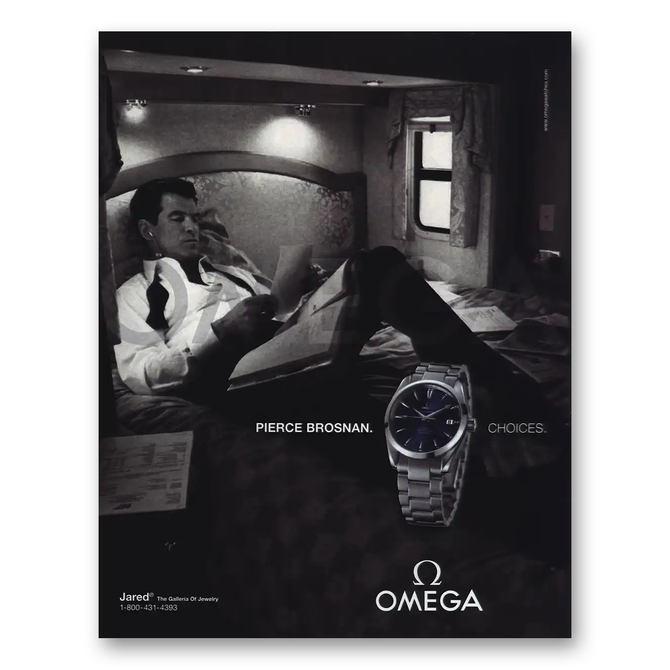 2004 Omega Watch Pierce Brosnan Choices Vintage Magazine Print Ad