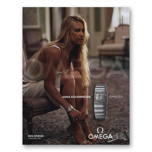 2004 Omega Watch Anna Kournikova Vintage Magazine Print Ad