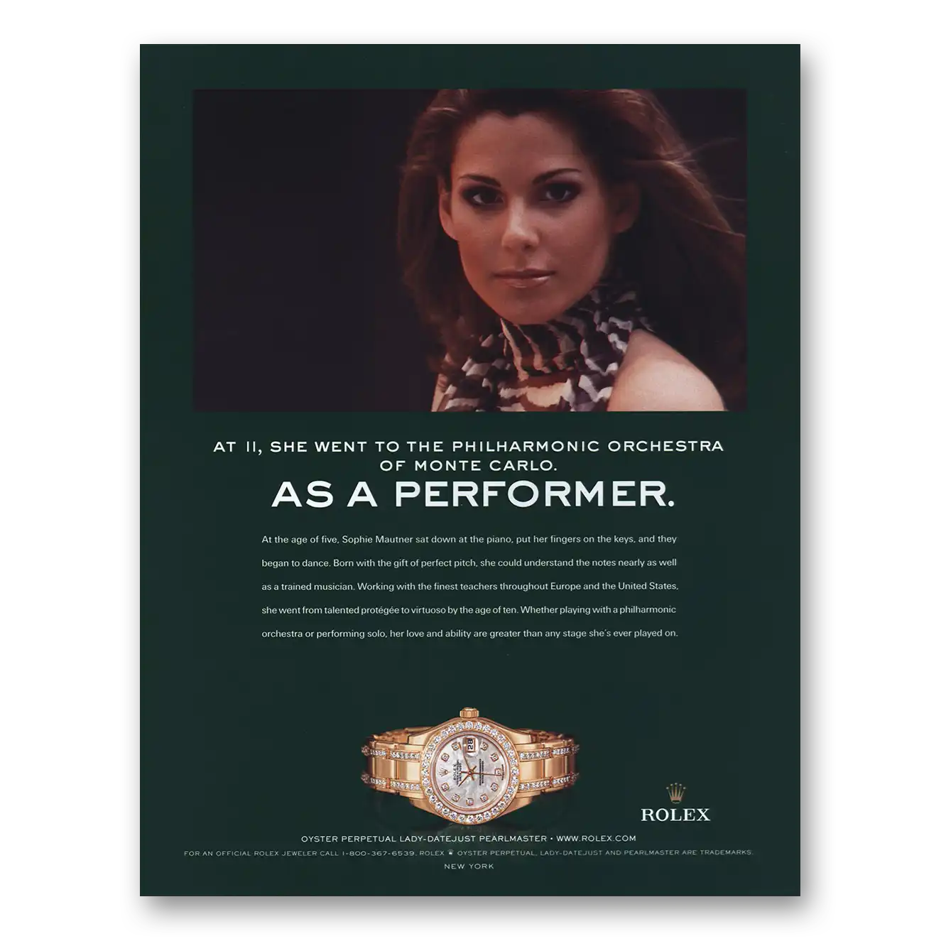 2004 Rolex Sophie Mautner Philharmonic Orchestra Vintage Magazine Print Ad