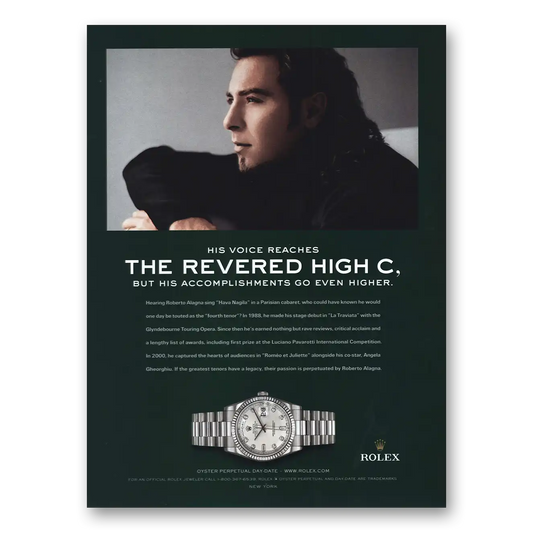 2004 Rolex Oyster Perpetual Roberto Alagna Hava Nagila Vintage Magazine Print Ad