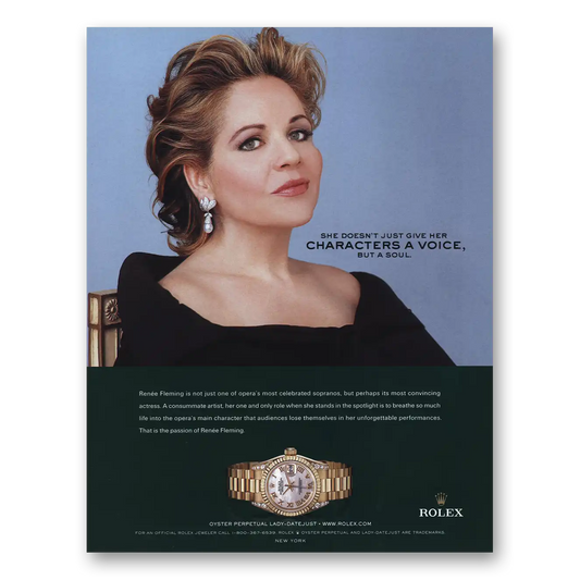 2004 Rolex Renee Fleming Oyster Perpetual Vintage Magazine Print Ad