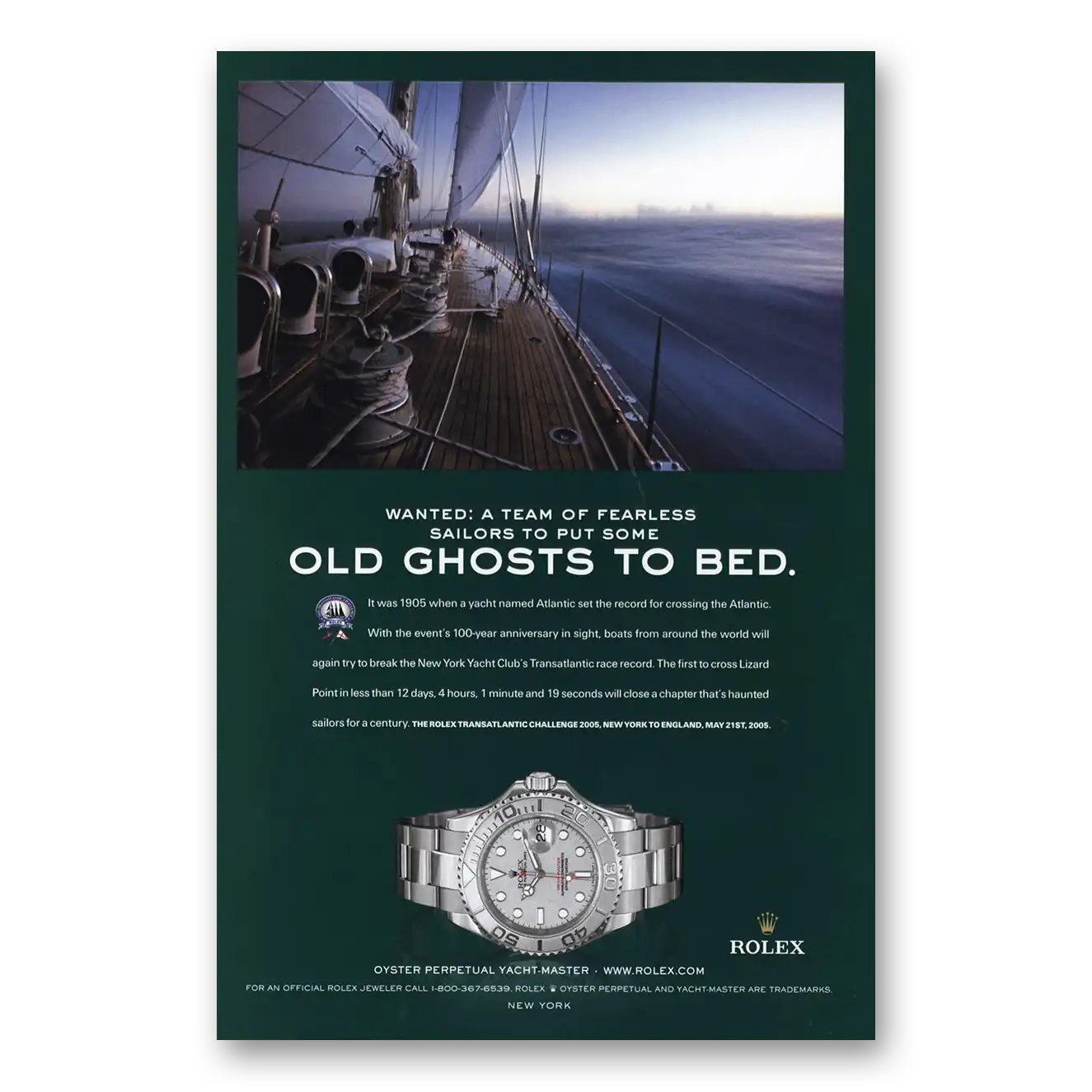 2004 Rolex Sailors To Put Some Old Ghosts to Bed Vintage Magazine Print Ad