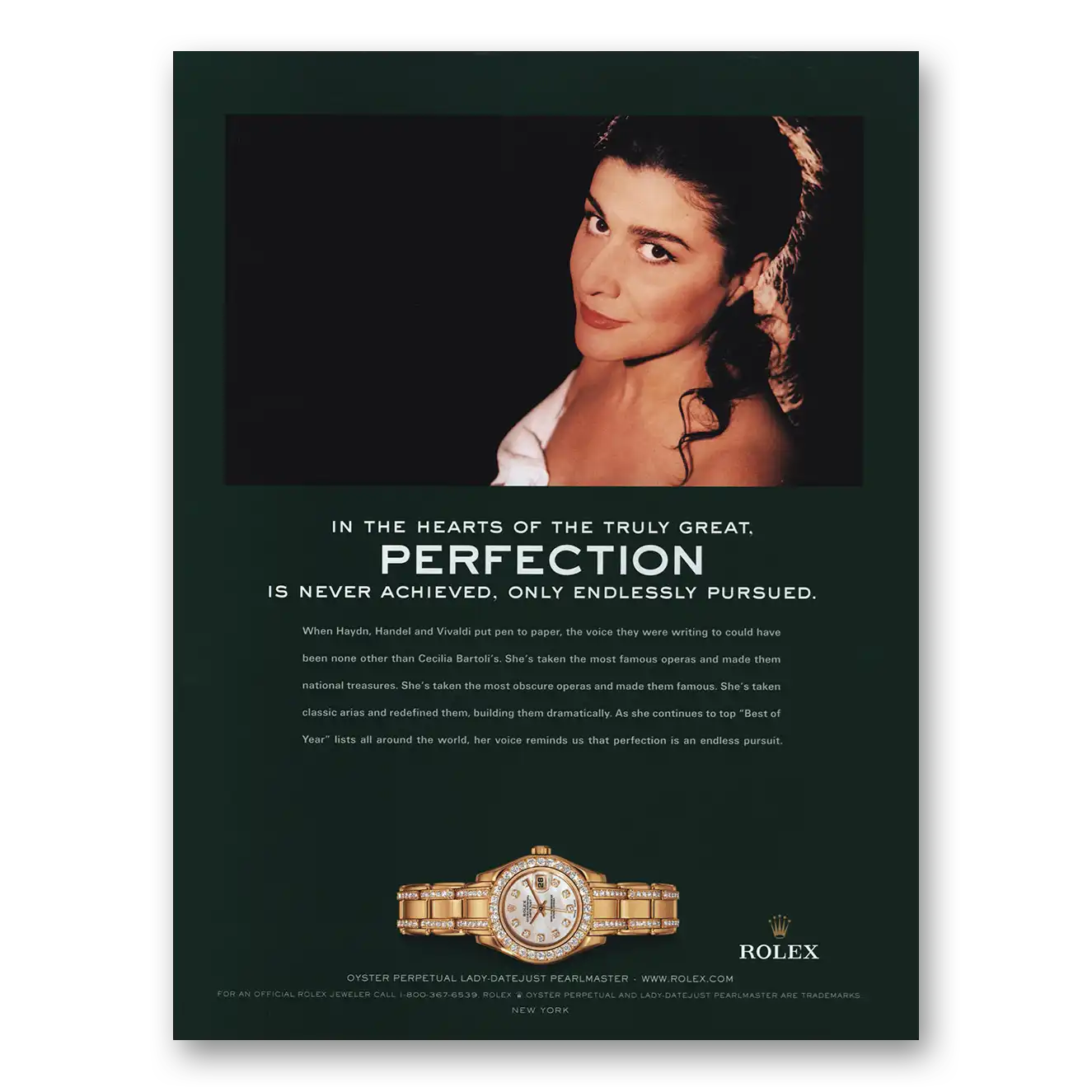 2004 Rolex Hearts of the Truly Great Perfection Vintage Magazine Print Ad