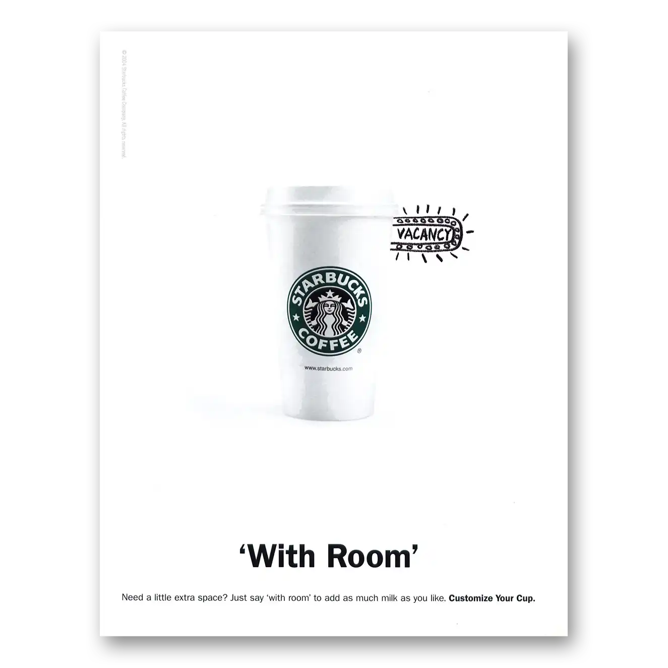 2004 Starbucks Vacancy With Room Vintage Magazine Print Ad