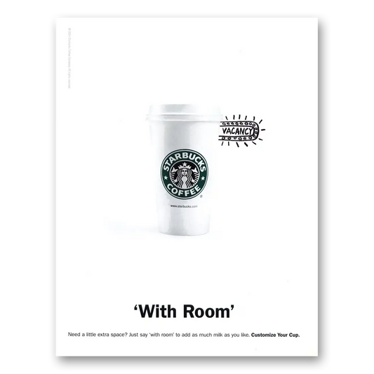 2004 Starbucks Vacancy With Room Vintage Magazine Print Ad