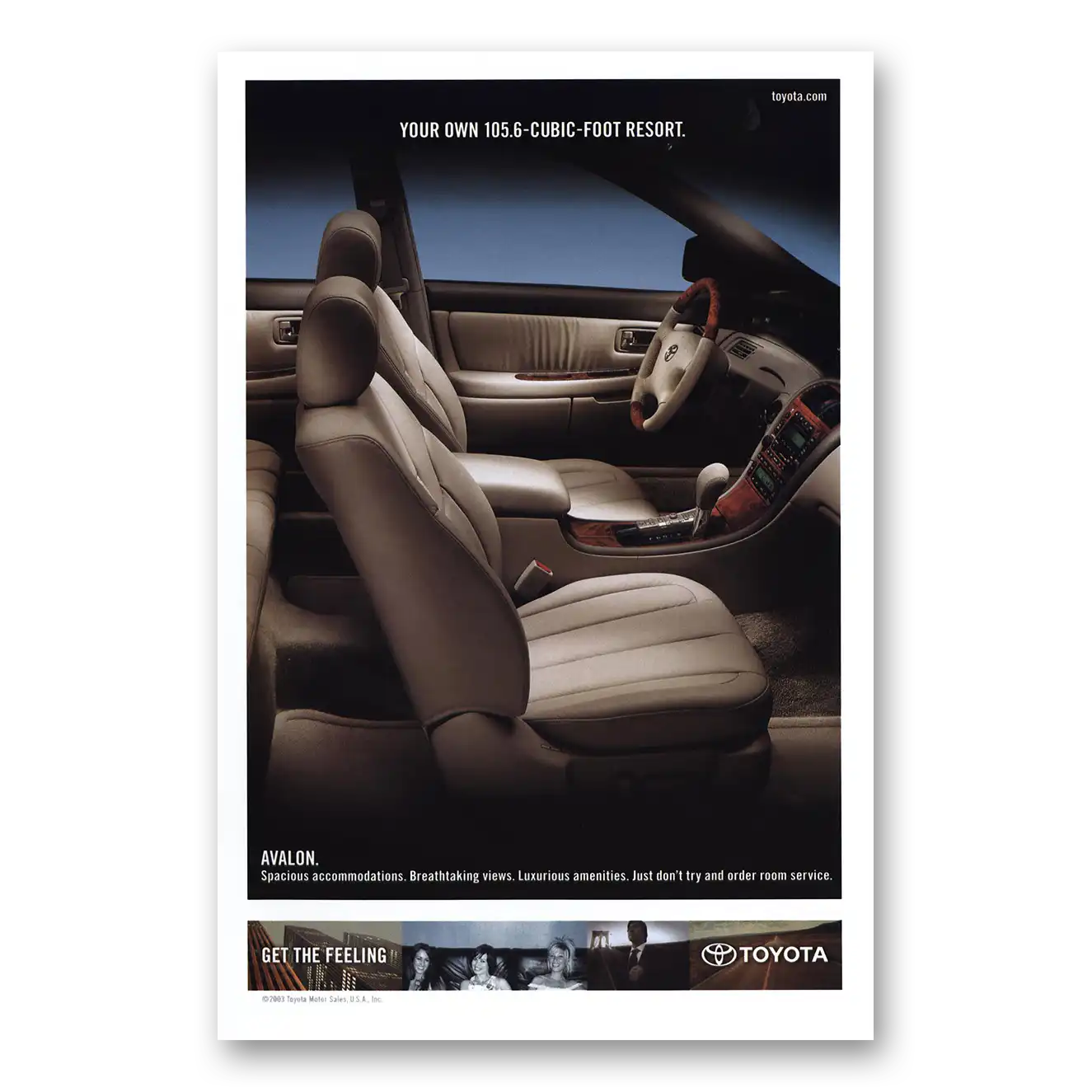 2004 Toyota Avalon Cubic Foot Resort Vintage Magazine Print Ad