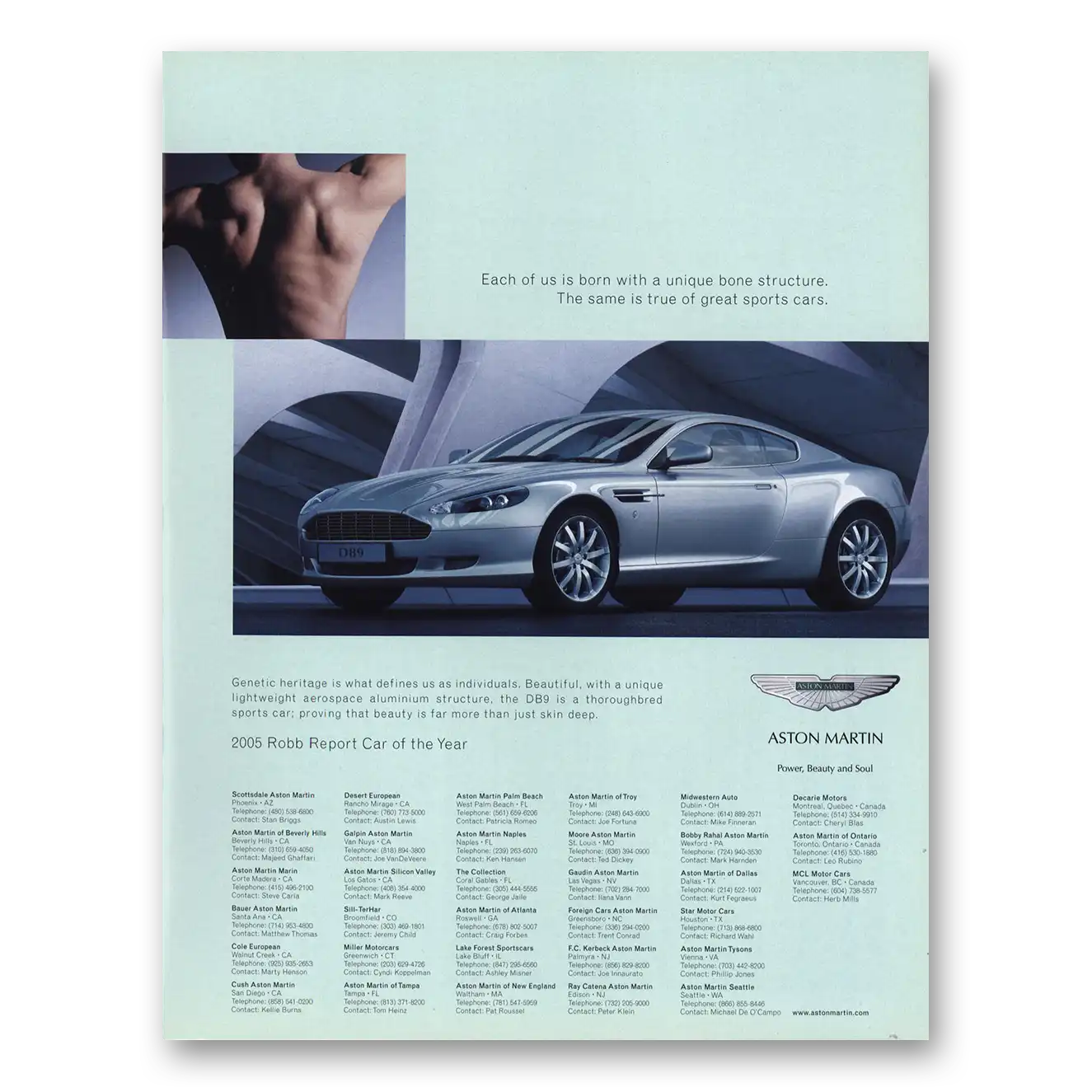 2005 Aston Martin Born With Unique Bone Structure Vintage Magazine Print Ad