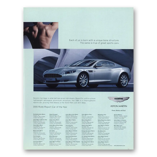 2005 Aston Martin Born With Unique Bone Structure Vintage Magazine Print Ad