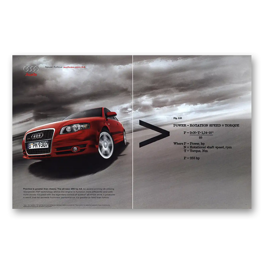 2005 Audi A4 Power Rotation Speed Torque Vintage Magazine Print Ad