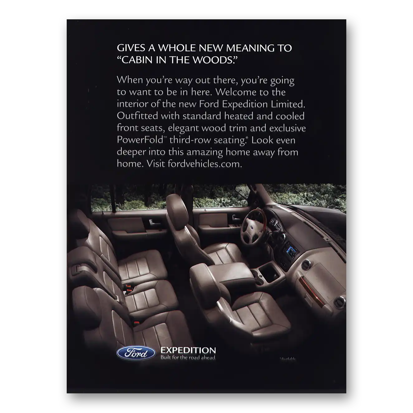 2005 Ford Expedition Cabin In the Woods Vintage Magazine Print Ad