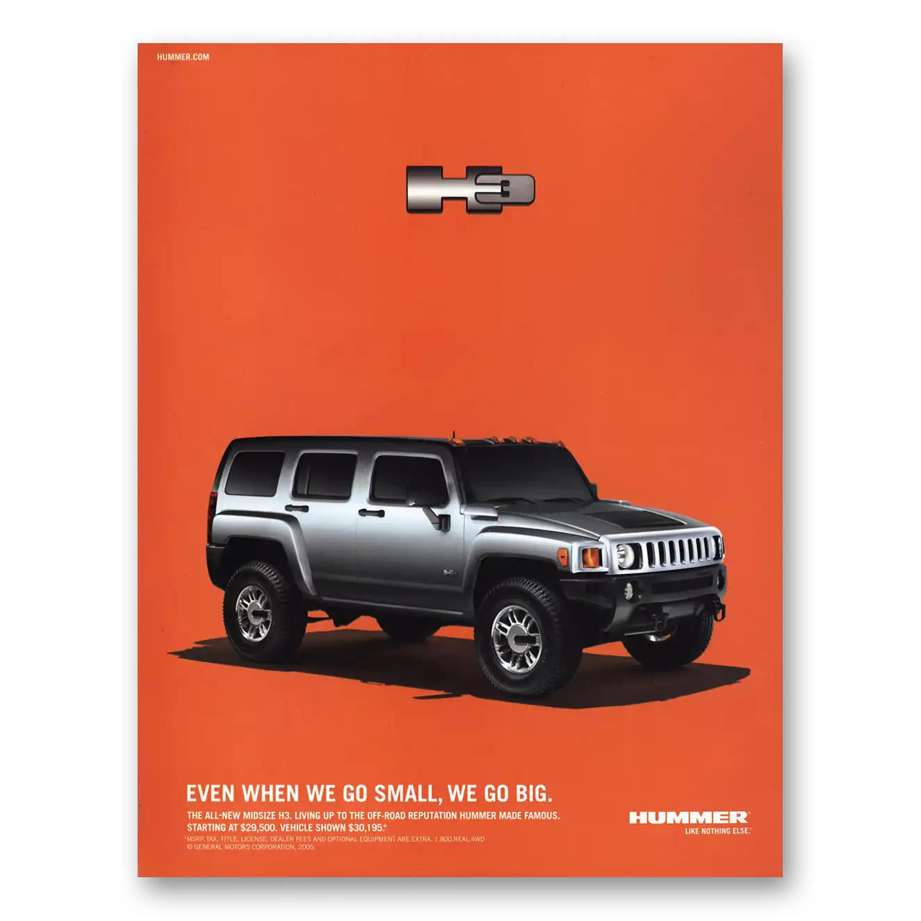 2005 Hummer H3 Even When We Go Small We Go Big Vintage Magazine Print Ad