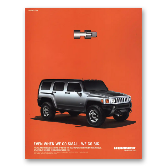 2005 Hummer H3 Even When We Go Small We Go Big Vintage Magazine Print Ad