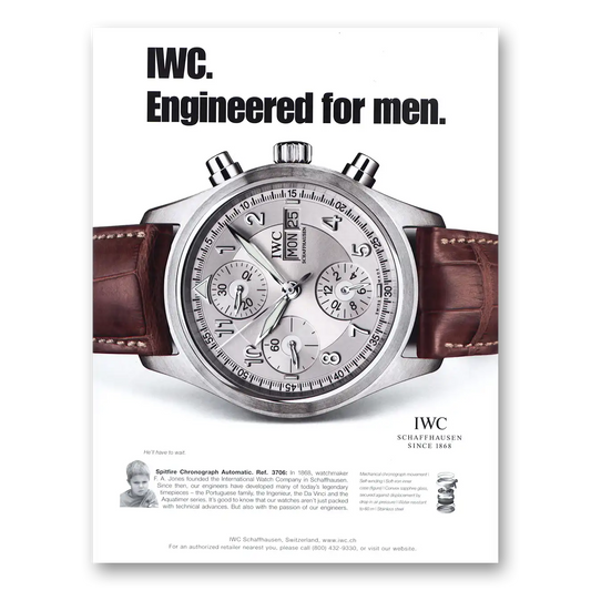 2005 IWC Watches Engineered for Men Vintage Magazine Print Ad