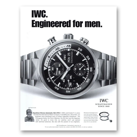 2005 IWC Watches Aquatimer Chrono Watch Engineered for Men Vintage Magazine Print Ad