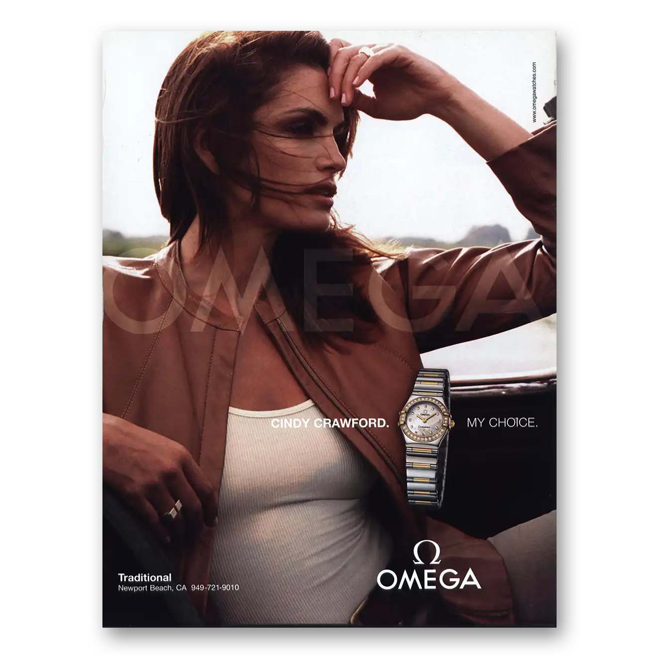 2005 Omega Watch Cindy Crawford My Choice Vintage Magazine Print Ad