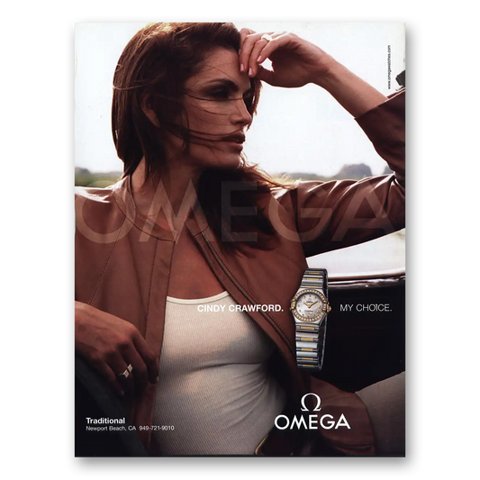 2005 Omega Watch Cindy Crawford My Choice Vintage Magazine Print Ad