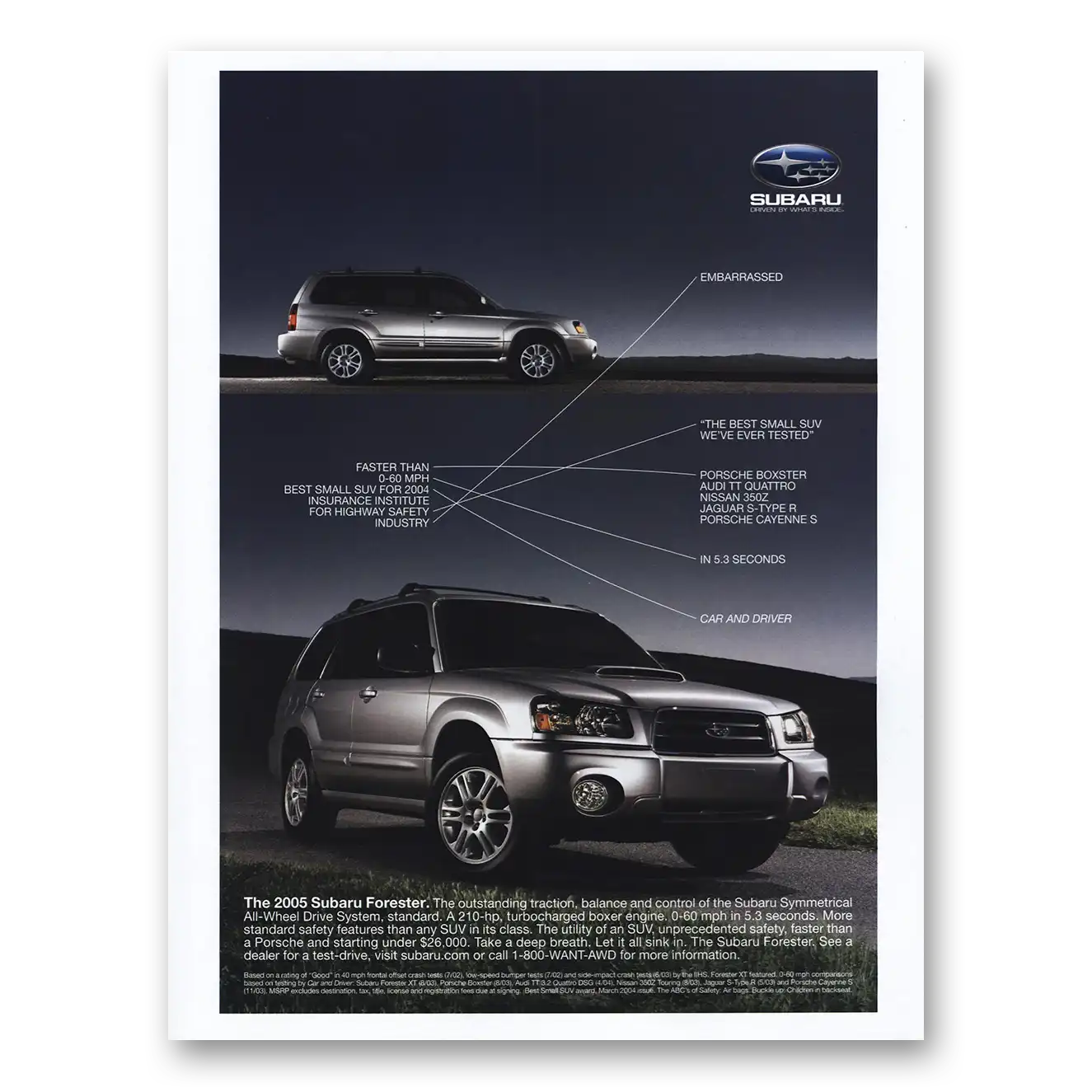 2004 Subaru Forester Embarrassed Vintage Magazine Print Ad