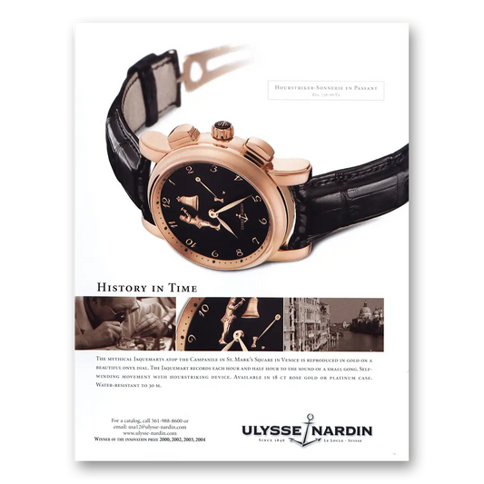 2005 Ulysse Nardin Watch History In Time Vintage Magazine Print Ad