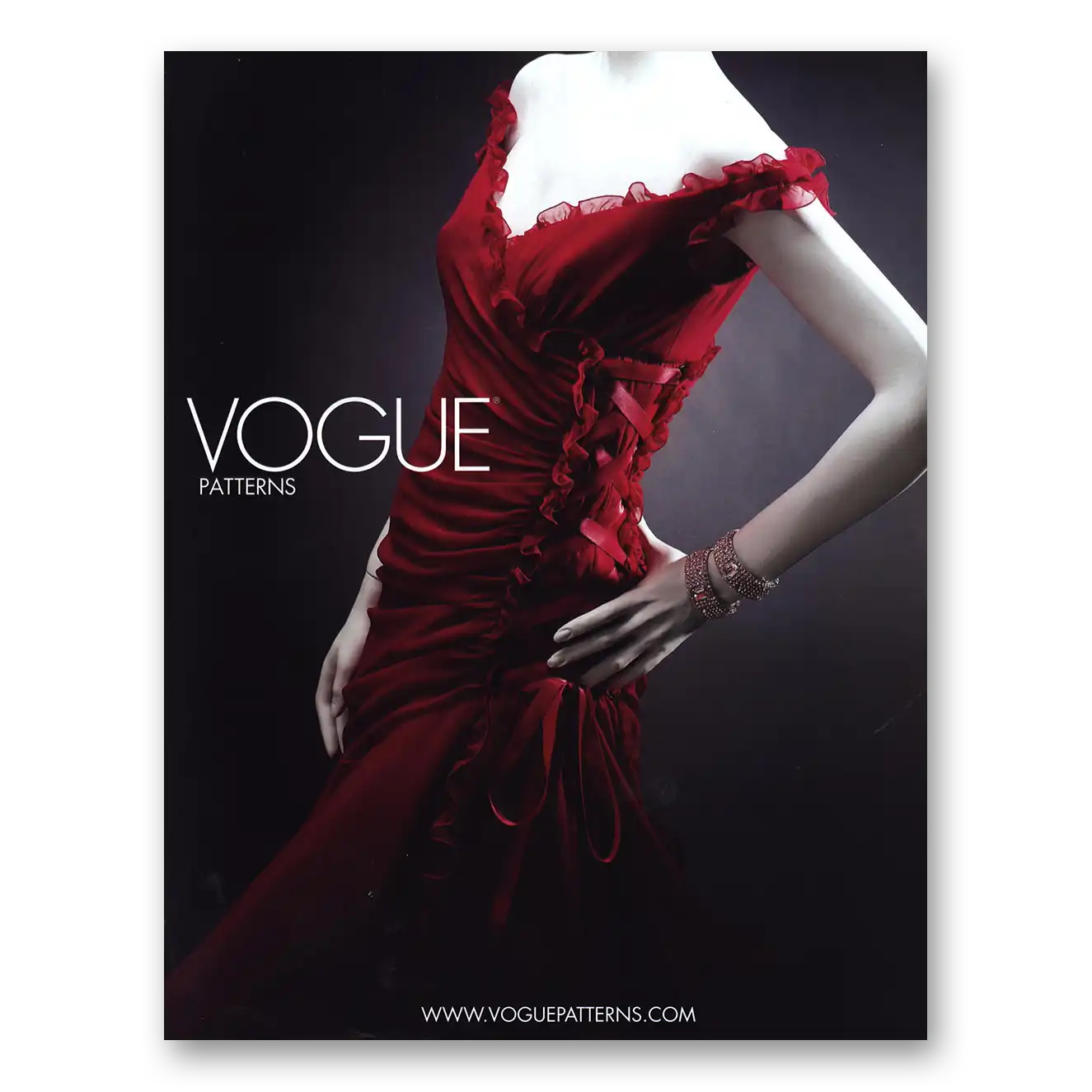 2005 Vogue Patterns Red Dress Vintage Magazine Print Ad