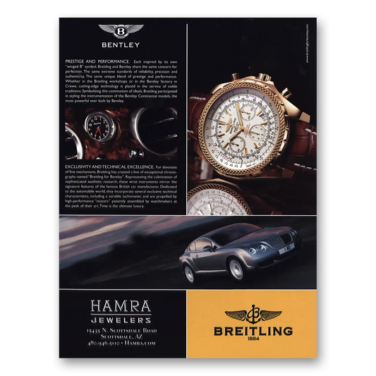 2006 Breitling Watch Bentley Prestige Performance Vintage Magazine Print Ad