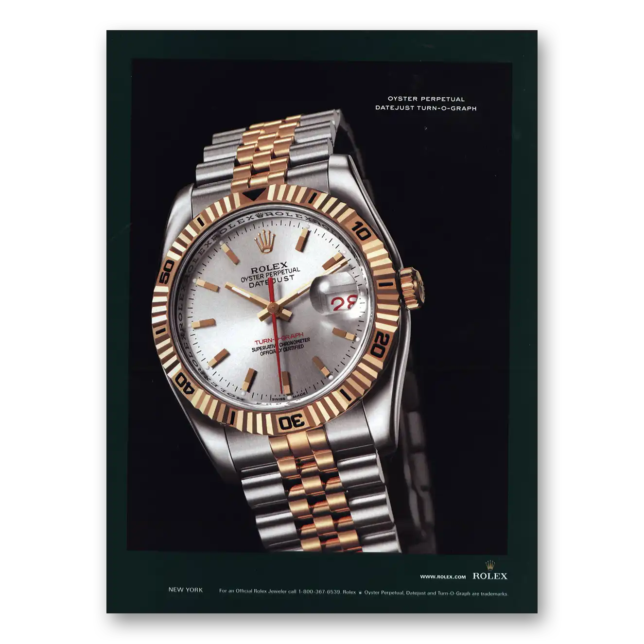 2006 Rolex Oyster Perpetual Datejust Turn O Graph Vintage Magazine Print Ad