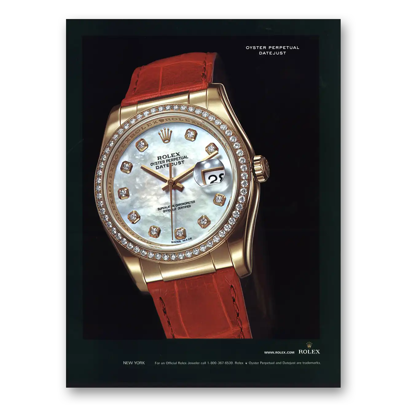 2006 Rolex Oyster Perpetual Datejust Watch Vintage Magazine Print Ad