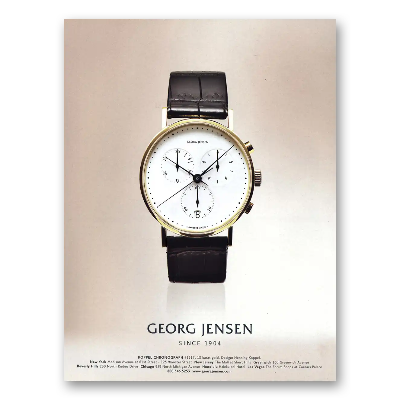 2007 Georg Jensen Watch Koppel Chronograph Vintage Magazine Print Ad