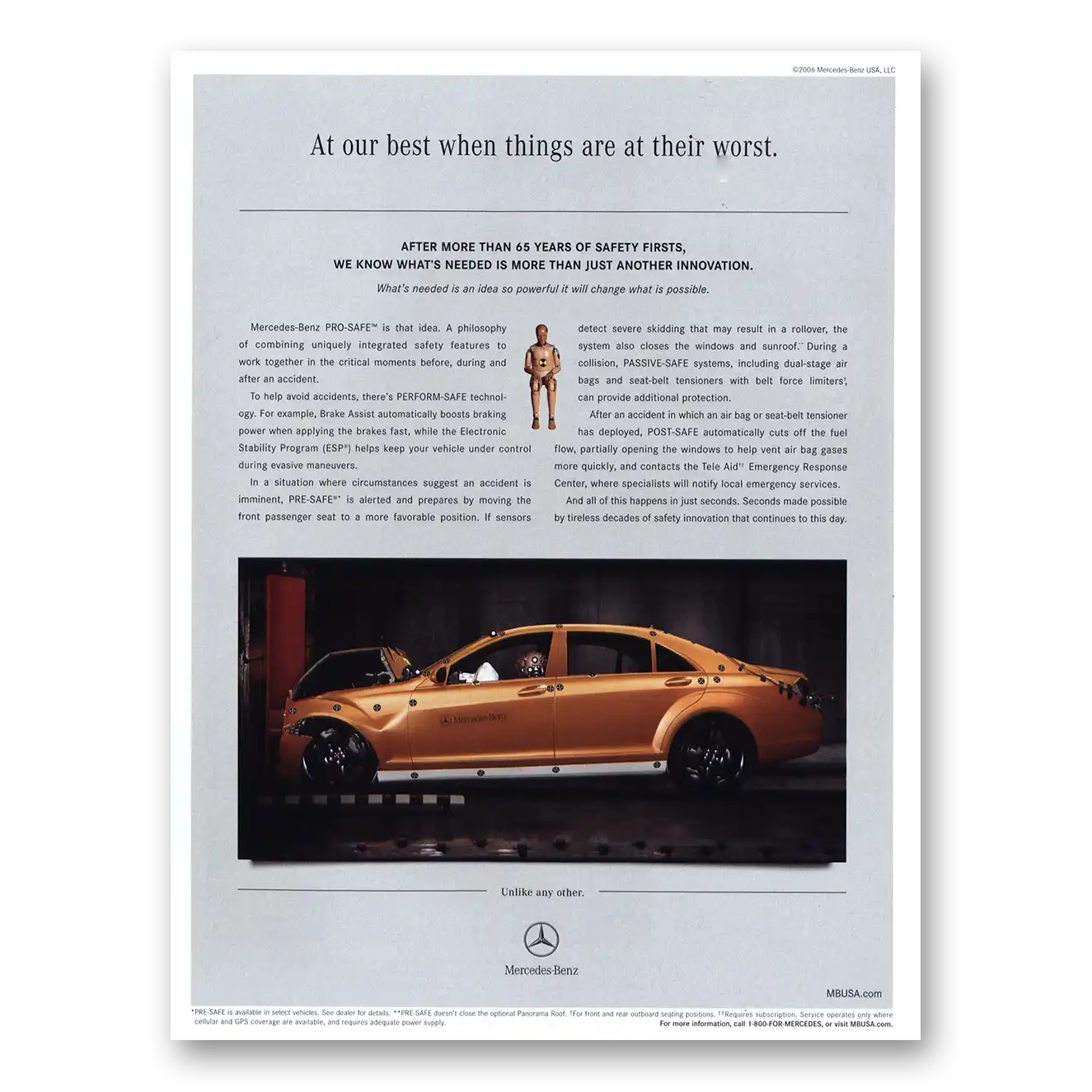 2007 Mercedes Benz Best When Things Are Worst Vintage Magazine Print Ad