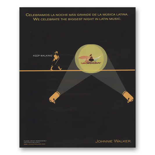 2008 Johnnie Walker Keep Walking Latin Grammy Vintage Magazine Print Ad