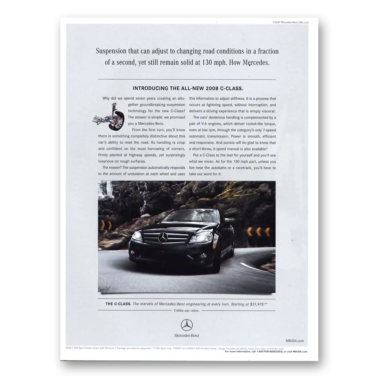 2008 Mercedes Benz Remain Solid 130 Mph Vintage Magazine Print Ad