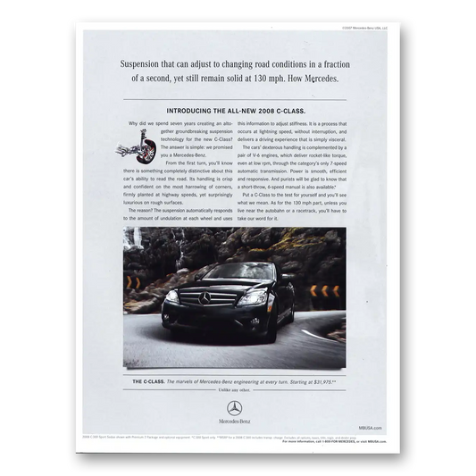 2008 Mercedes Benz Remain Solid 130 Mph Vintage Magazine Print Ad