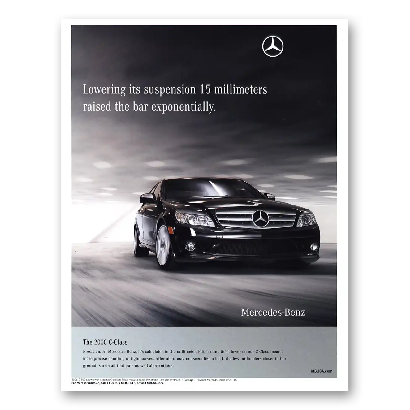 2008 Mercedes Benz C Class Raised Bar Exponentially Vintage Magazine Print Ad