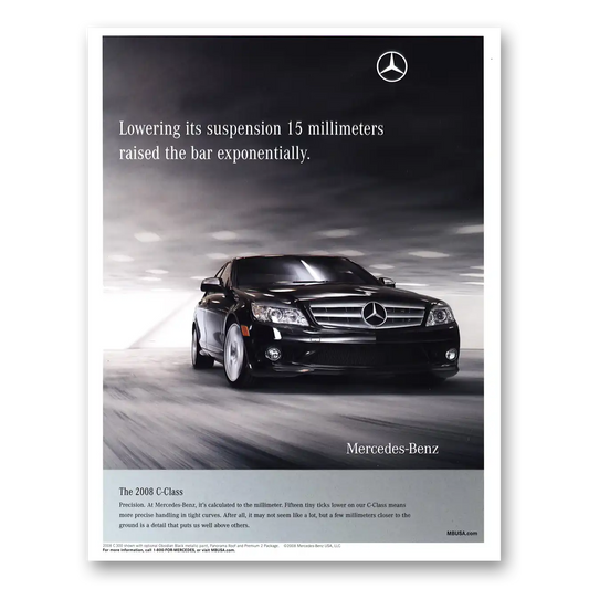 2008 Mercedes Benz C Class Raised Bar Exponentially Vintage Magazine Print Ad