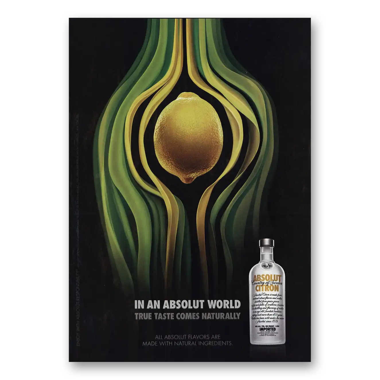 2009 Absolut Vodka Absolut World Citron Vintage Magazine Print Ad