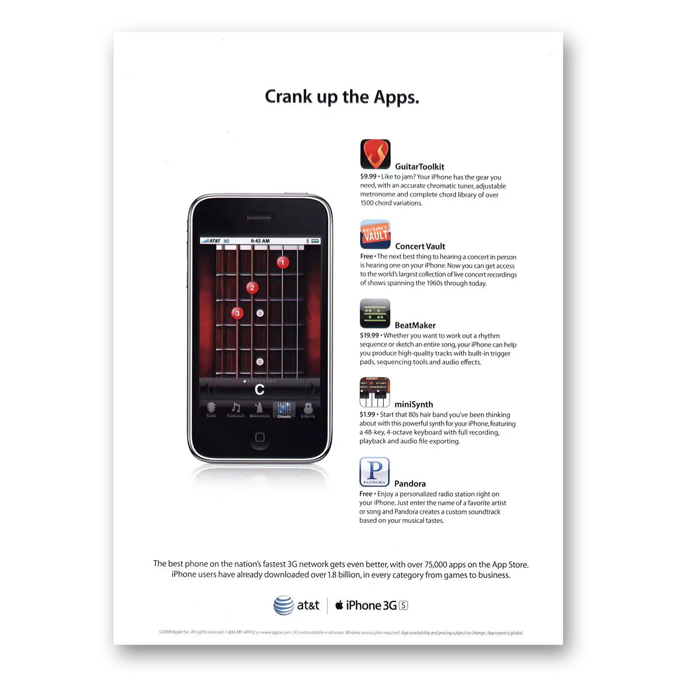 2009 Apple iPhone Crank Up the Apps Vintage Magazine Print Ad