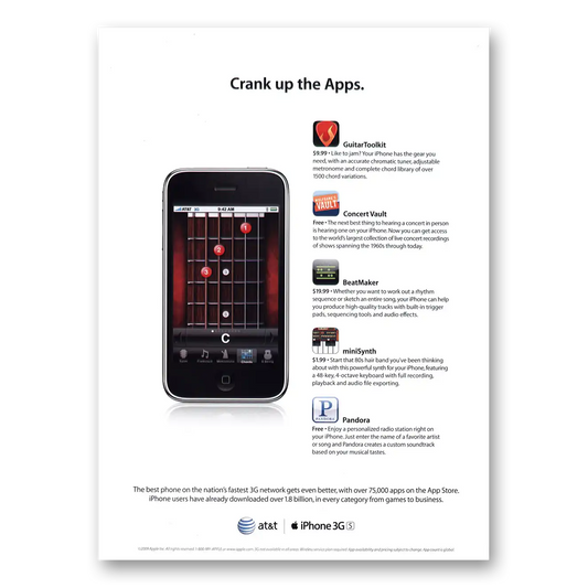 2009 Apple iPhone Crank Up the Apps Vintage Magazine Print Ad