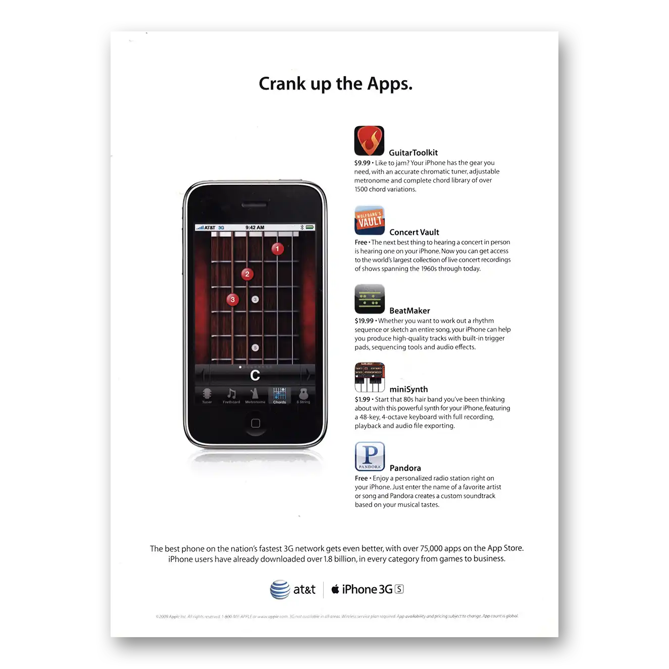 2009 Apple iPhone Crank Up the Apps Vintage Magazine Print Ad