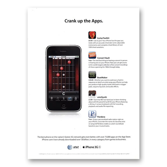 2009 Apple iPhone Crank Up the Apps Vintage Magazine Print Ad