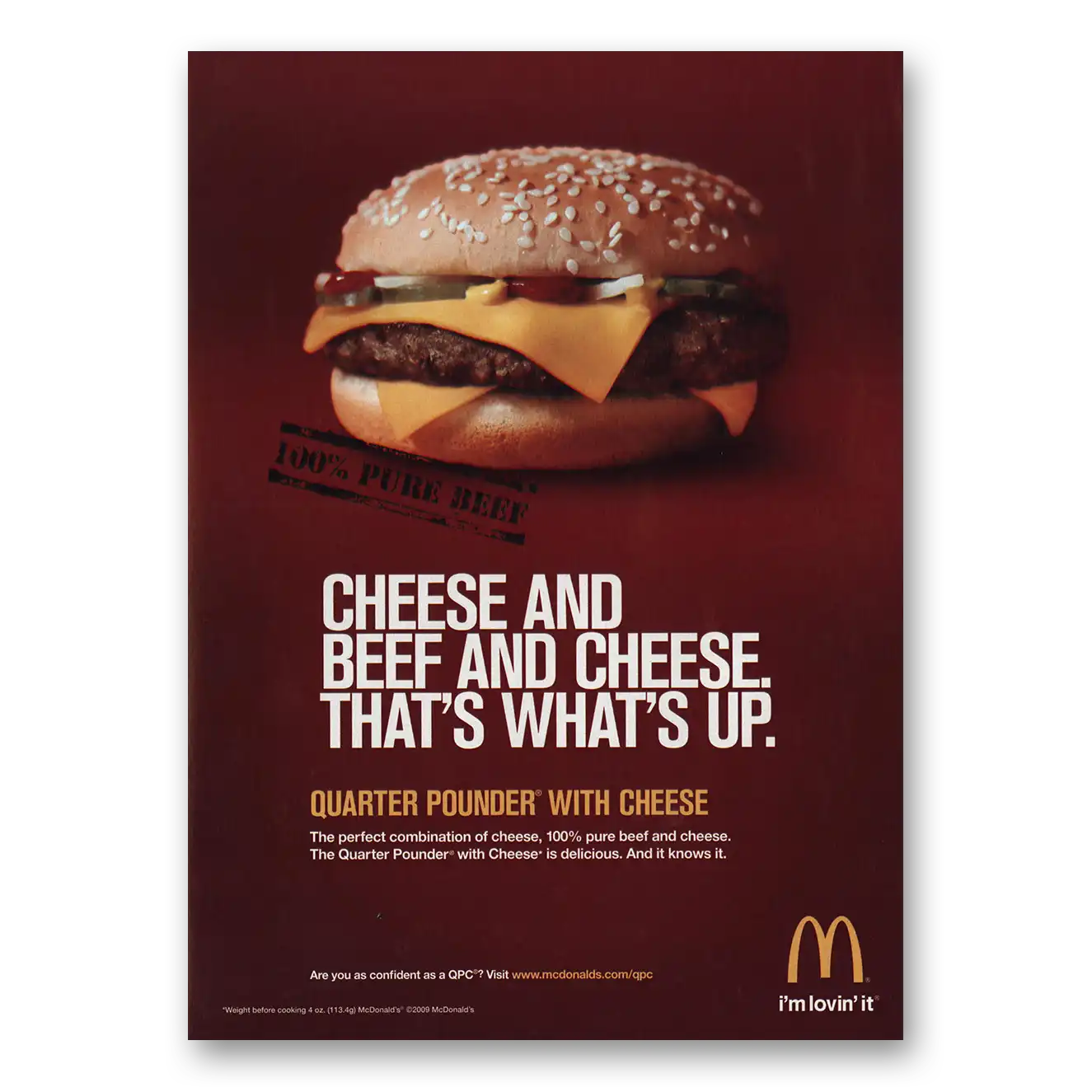 2009 McDonalds Cheese and Beef and Cheese Vintage Magazine Print Ad