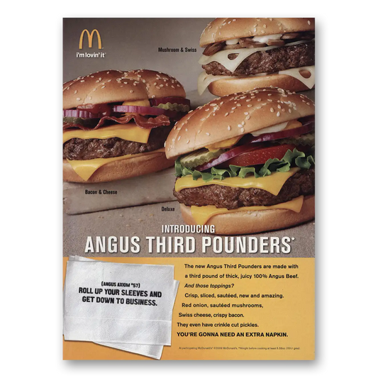 2009 McDonalds Angus Third Pounders Vintage Magazine Print Ad