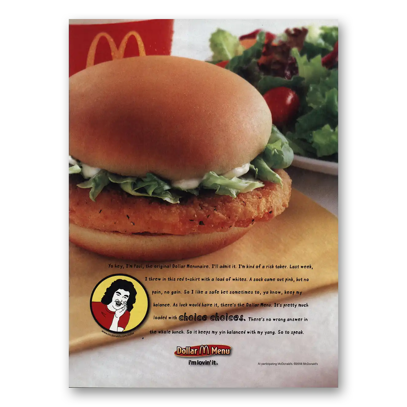 2009 McDonalds Dollar Menu Vintage Magazine Print Ad