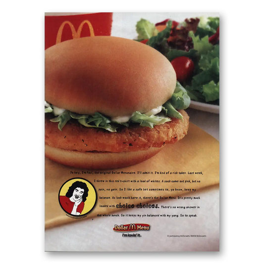 2009 McDonalds Dollar Menu Vintage Magazine Print Ad