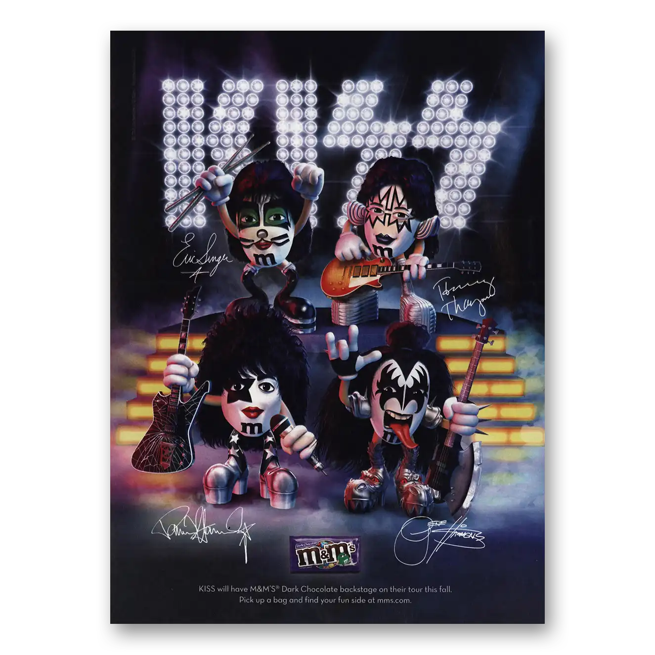 2009 M&Ms KISS Vintage Magazine Print Ad