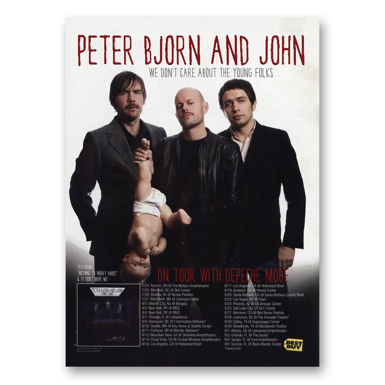 2009 Peter Bjorn and John Tour With Depeche Mode Vintage Magazine Print Ad