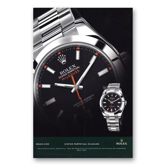2009 Rolex Oyster Perpetual Milgauss Vintage Magazine Print Ad