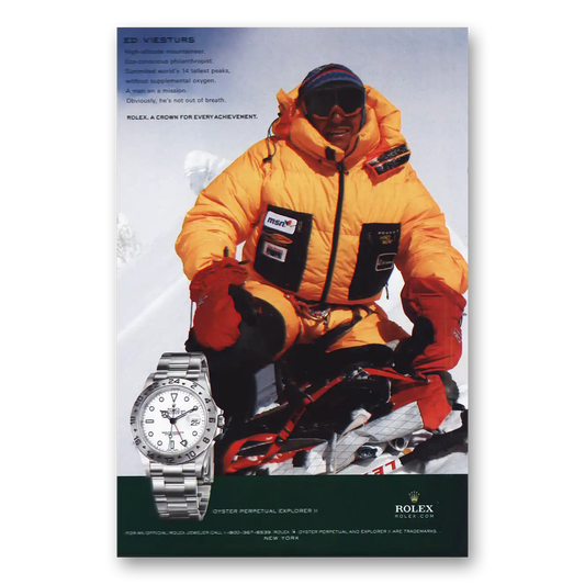 2009 Rolex Ed Viesturs Vintage Magazine Print Ad