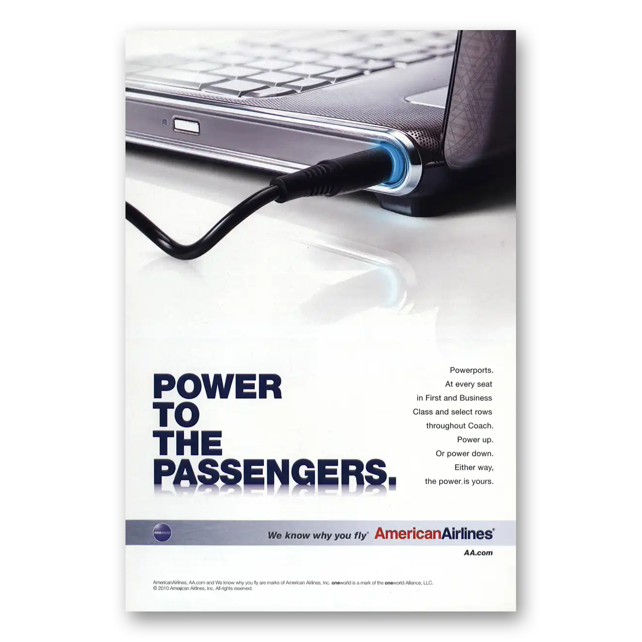 2010 American Airlines Power to the Passengers Vintage Magazine Print Ad