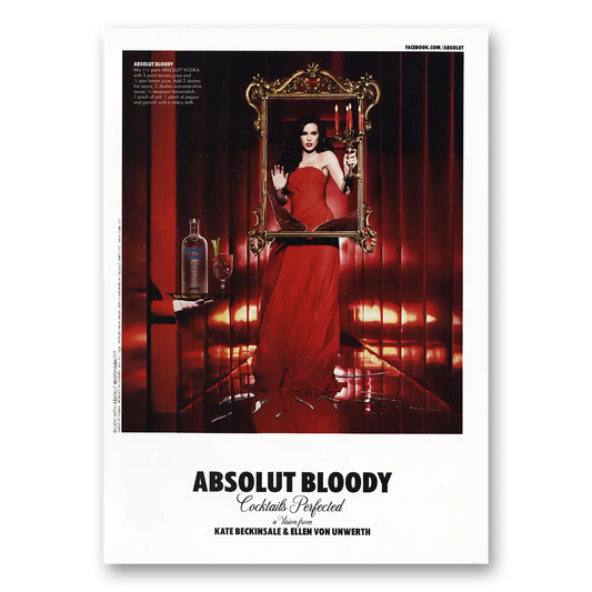 2010 Absolut Vodka Absolut Bloody Kate Beckinsale Vintage Magazine Print Ad